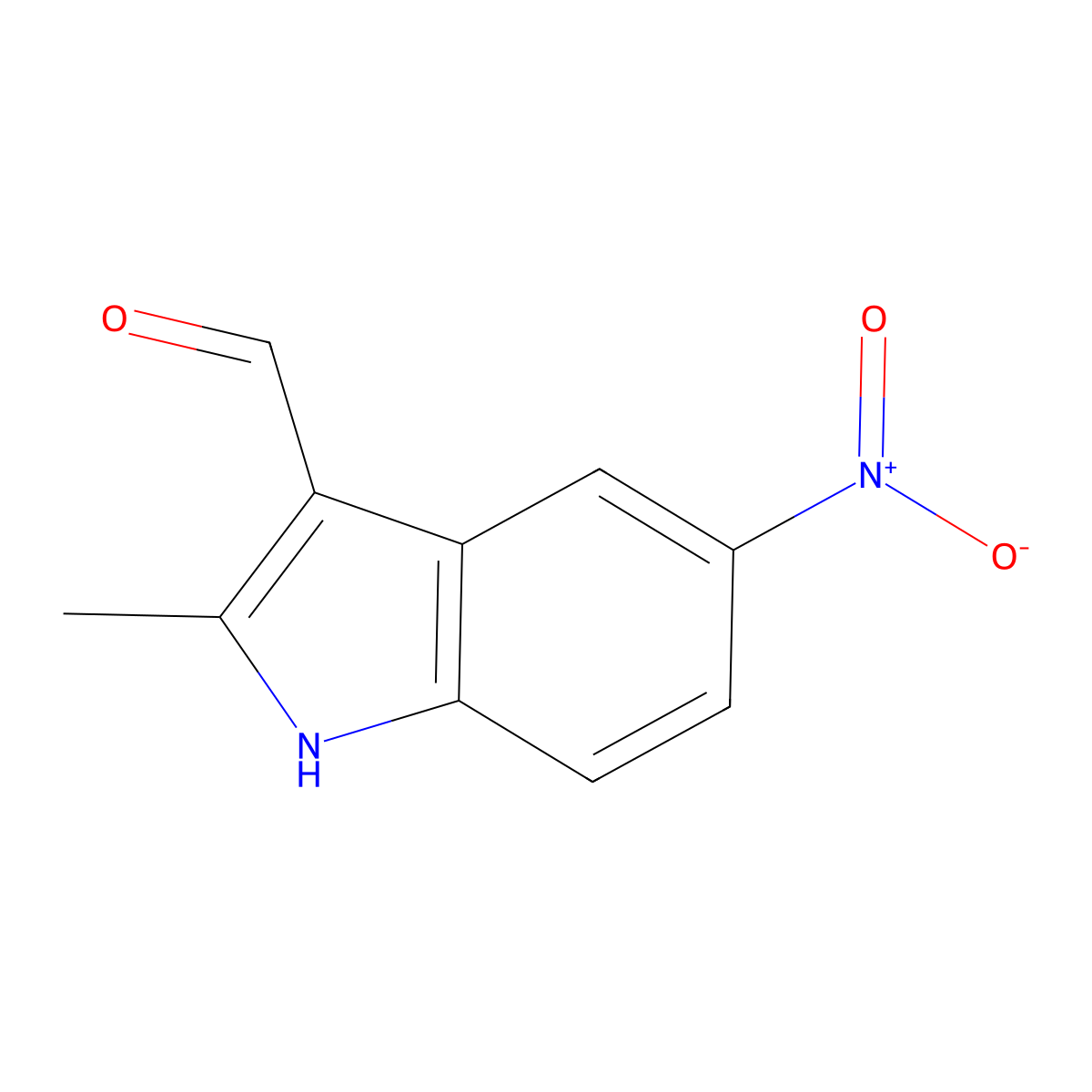 2-methyl-5-nitro-1H-indole-3-carbaldehyde molecular structure, CAS 3558-17-6
