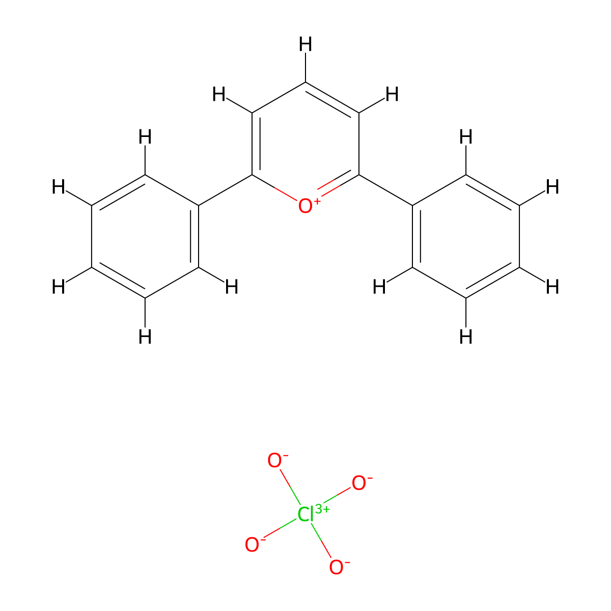 Pyrylium, 2,6-diphenyl-, perchlorate molecular structure, CAS 3558-68-7