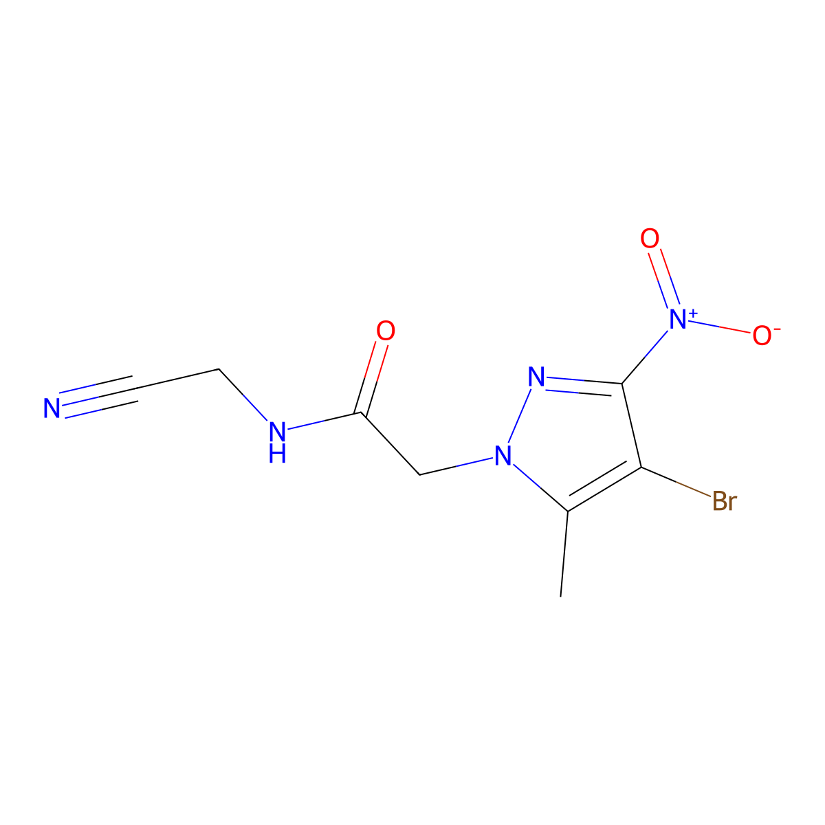 2-(4-bromo-5-methyl-3-nitropyrazol-1-yl)-N-(cyanomethyl)acetamide molecular structure, CAS 355805-16-2