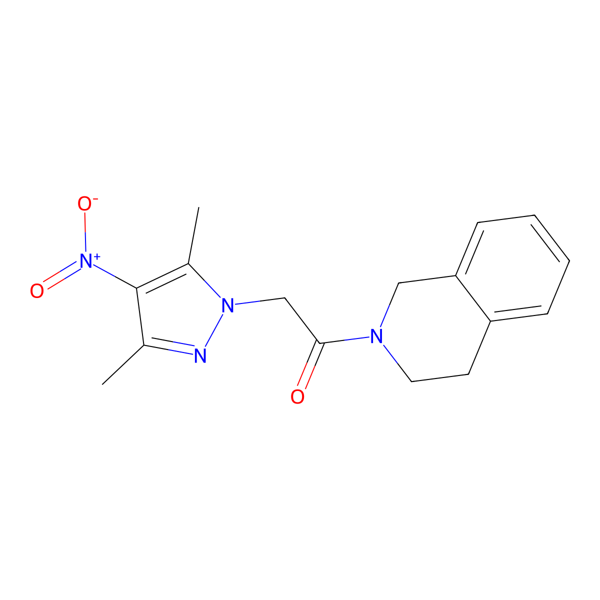 1-(3,4-dihydro-1H-isoquinolin-2-yl)-2-(3,5-dimethyl-4-nitropyrazol-1-yl)ethanone molecular structure, CAS 355805-33-3