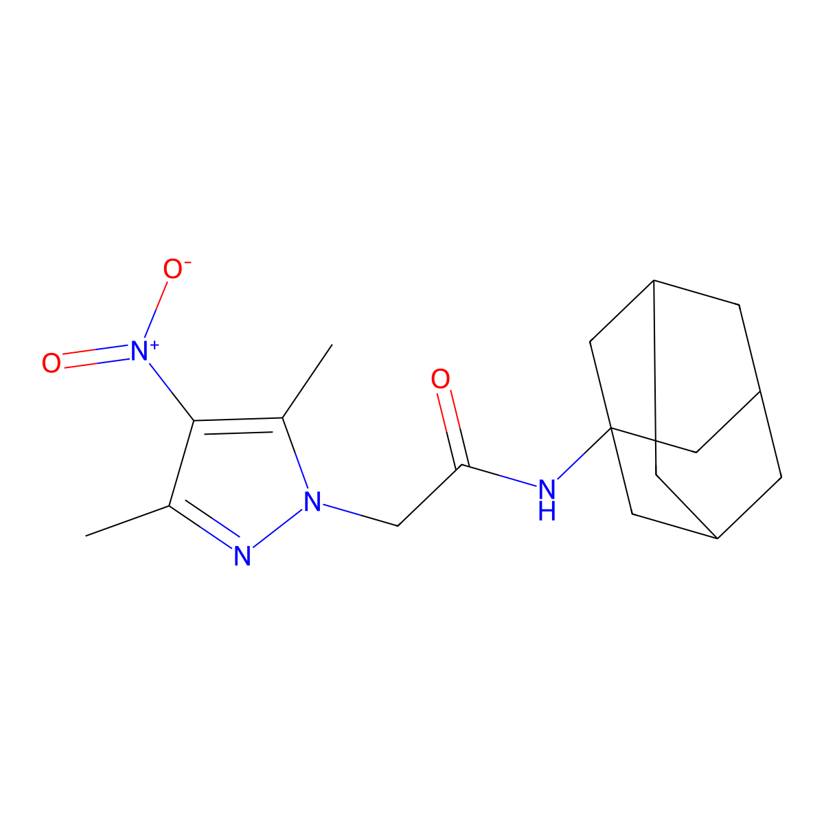 N-(1-adamantyl)-2-{4-nitro-3,5-dimethyl-1H-pyrazol-1-yl}acetamide molecular structure, CAS 355805-35-5