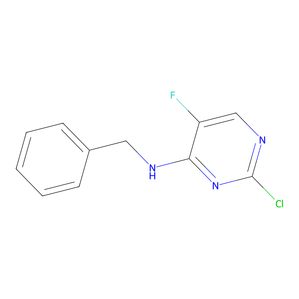 N-benzyl-2-chloro-5-fluoropyrimidin-4-amine molecular structure, CAS 355809-07-3