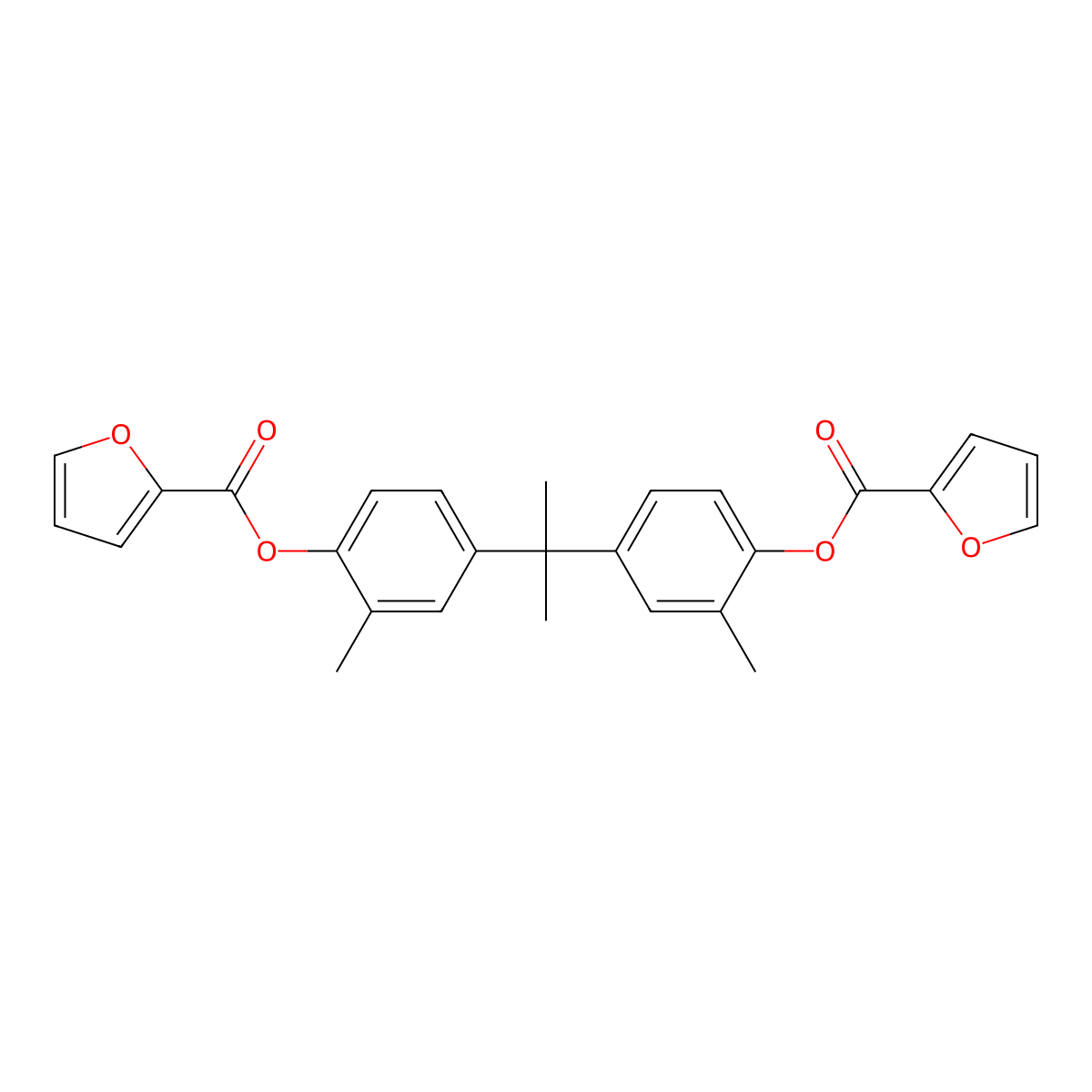 Propane-2,2-diylbis(2-methyl-4,1-phenylene) bis(furan-2-carboxylate) molecular structure, CAS 355809-13-1