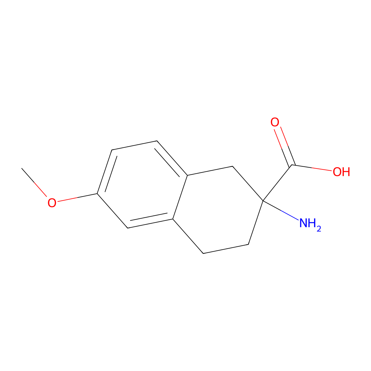 2-Amino-6-methoxy-1,2,3,4-tetrahydronaphthalene-2-carboxylic acid molecular structure, CAS 35581-10-3