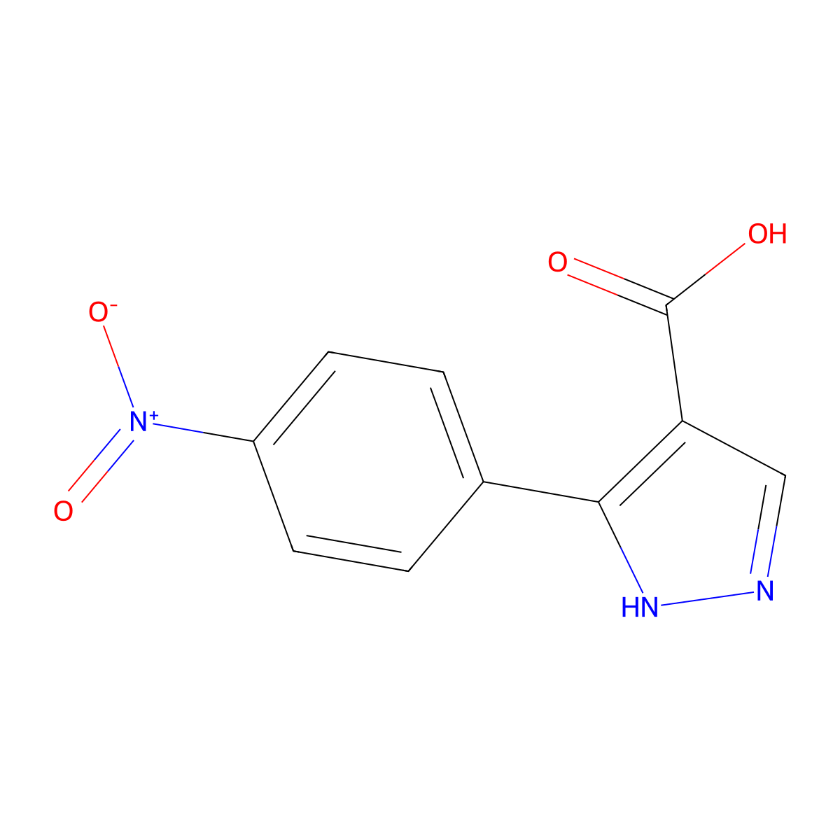 3-(4-nitrophenyl)-1H-pyrazole-4-carboxylic acid molecular structure, CAS 35581-31-8