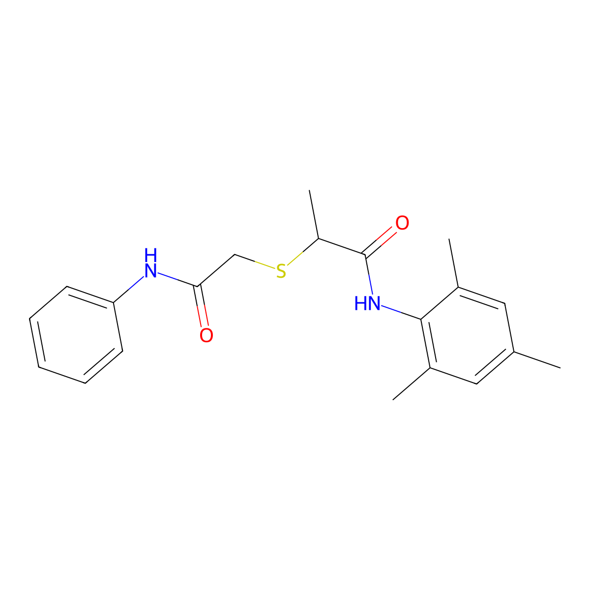 2-(2-anilino-2-oxoethyl)sulfanyl-N-(2,4,6-trimethylphenyl)propanamide molecular structure, CAS 355810-27-4