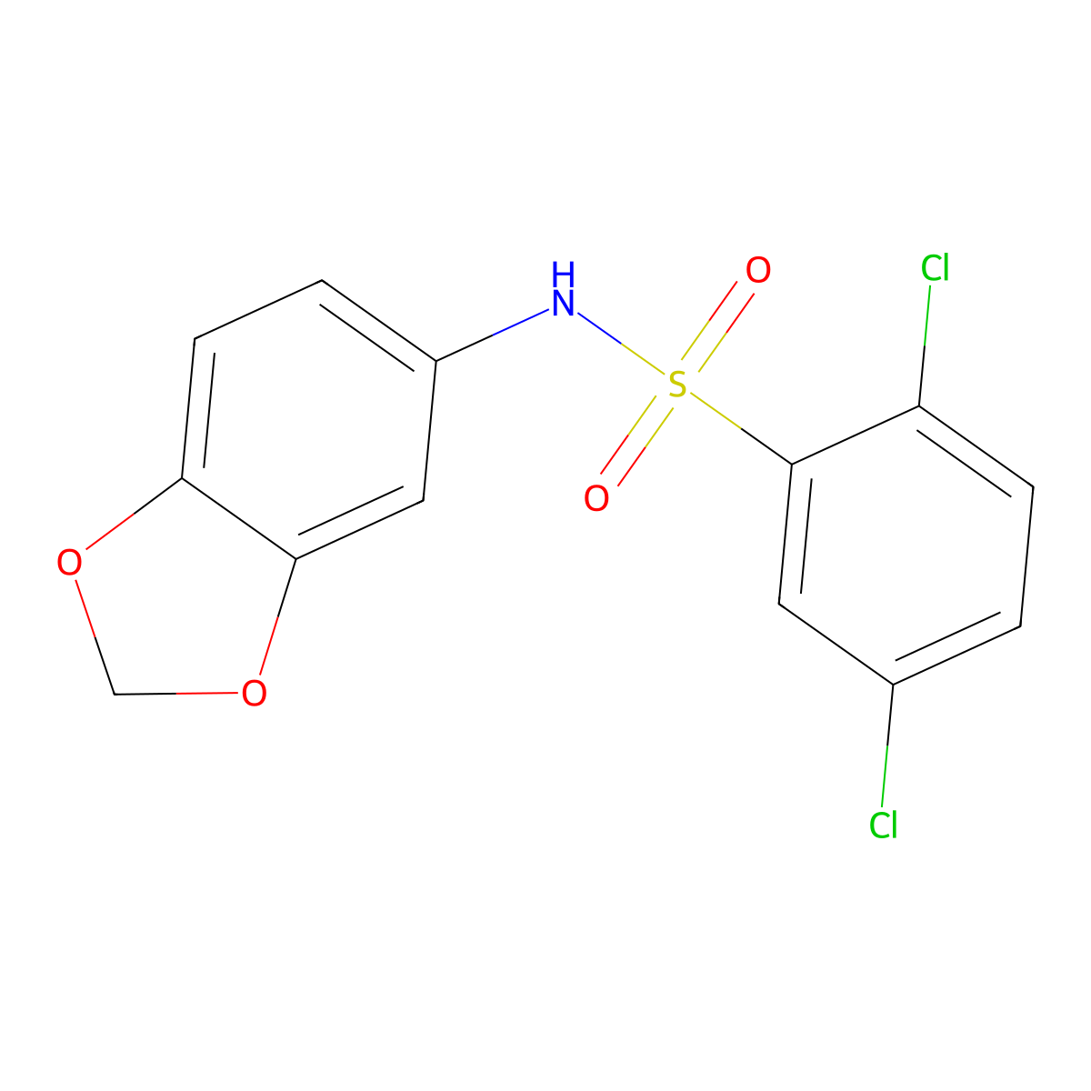 N-(1,3-benzodioxol-5-yl)-2,5-dichlorobenzenesulfonamide molecular structure, CAS 355810-79-6