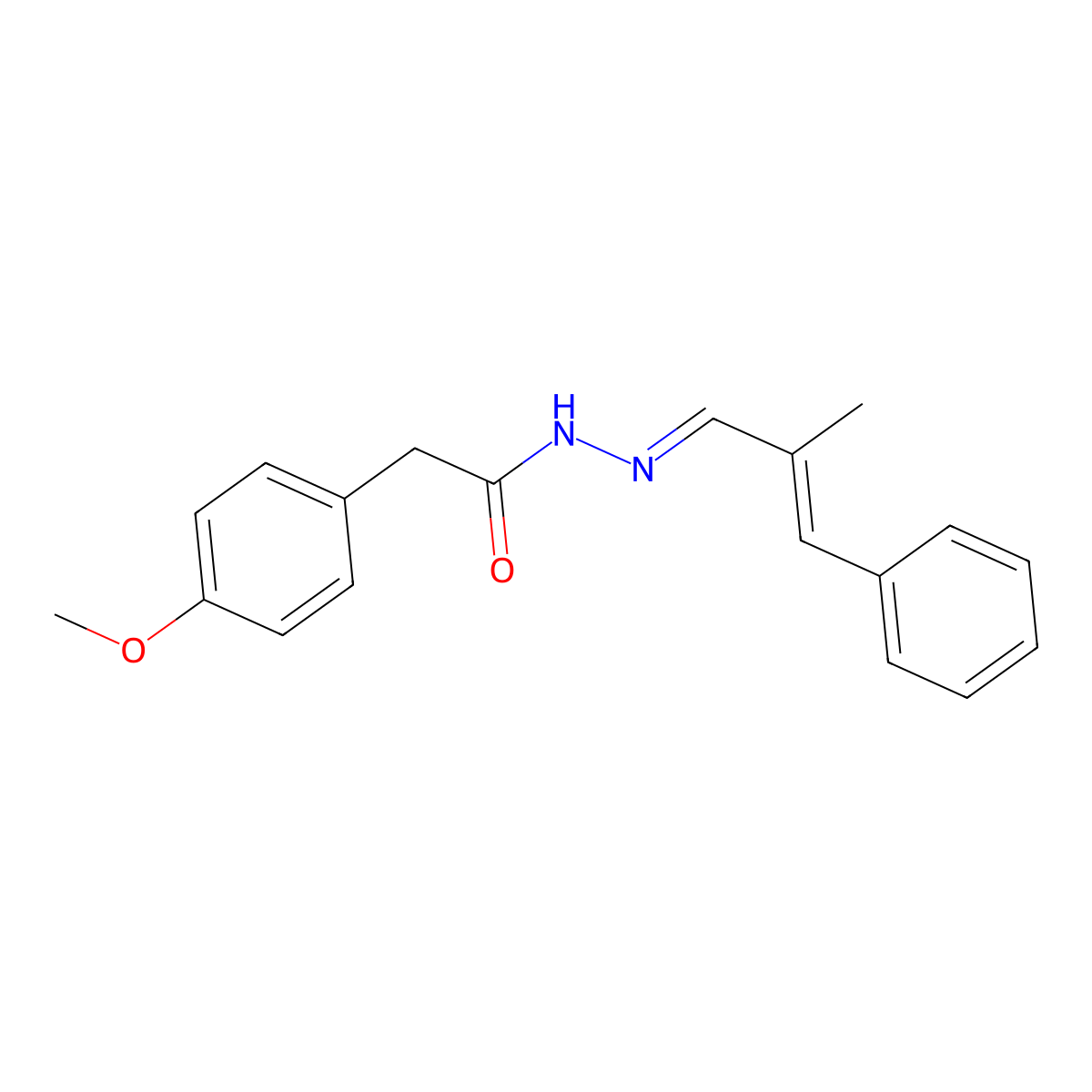 4-Methoxybenzeneacetic acid 2-(2-methyl-3-phenyl-2-propen-1-ylidene)hydrazide molecular structure, CAS 355810-86-5