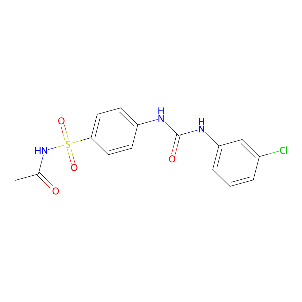 N-[4-[(3-chlorophenyl)carbamoylamino]phenyl]sulfonylacetamide molecular structure, CAS 355811-37-9