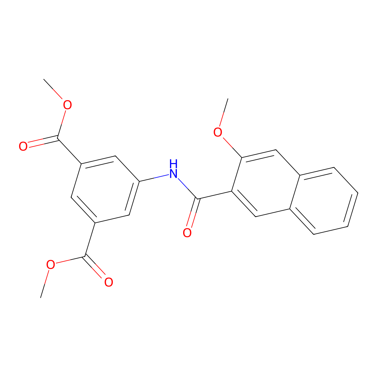 Dimethyl 5-[(3-methoxy-2-naphthoyl)amino]isophthalate molecular structure, CAS 355811-50-6