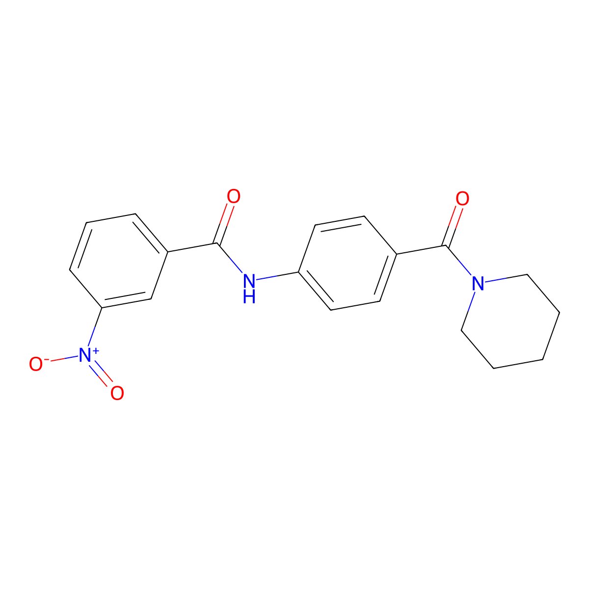 3-nitro-N-[4-(piperidine-1-carbonyl)phenyl]benzamide molecular structure, CAS 355813-03-5