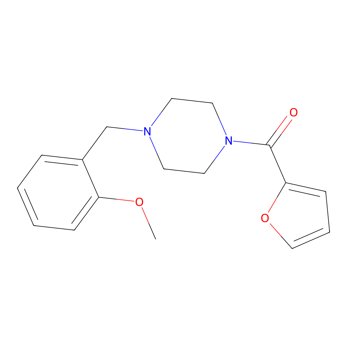 Furan-2-yl[4-(2-methoxybenzyl)piperazin-1-yl]methanone molecular structure, CAS 355813-04-6
