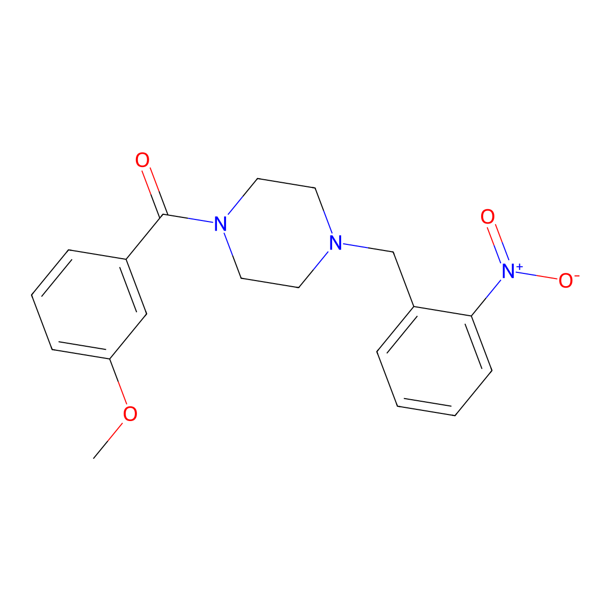 (3-Methoxyphenyl)-[4-[(2-nitrophenyl)methyl]piperazin-1-yl]methanone molecular structure, CAS 355813-06-8