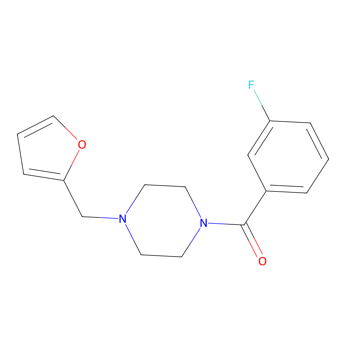 (3-Fluorophenyl)-[4-(furan-2-ylmethyl)piperazin-1-yl]methanone molecular structure, CAS 355813-18-2