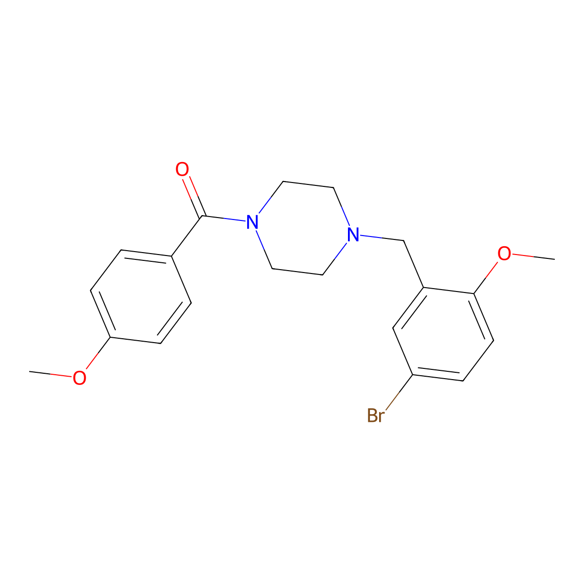 [4-[(5-Bromo-2-methoxyphenyl)methyl]piperazin-1-yl]-(4-methoxyphenyl)methanone molecular structure, CAS 355813-31-9