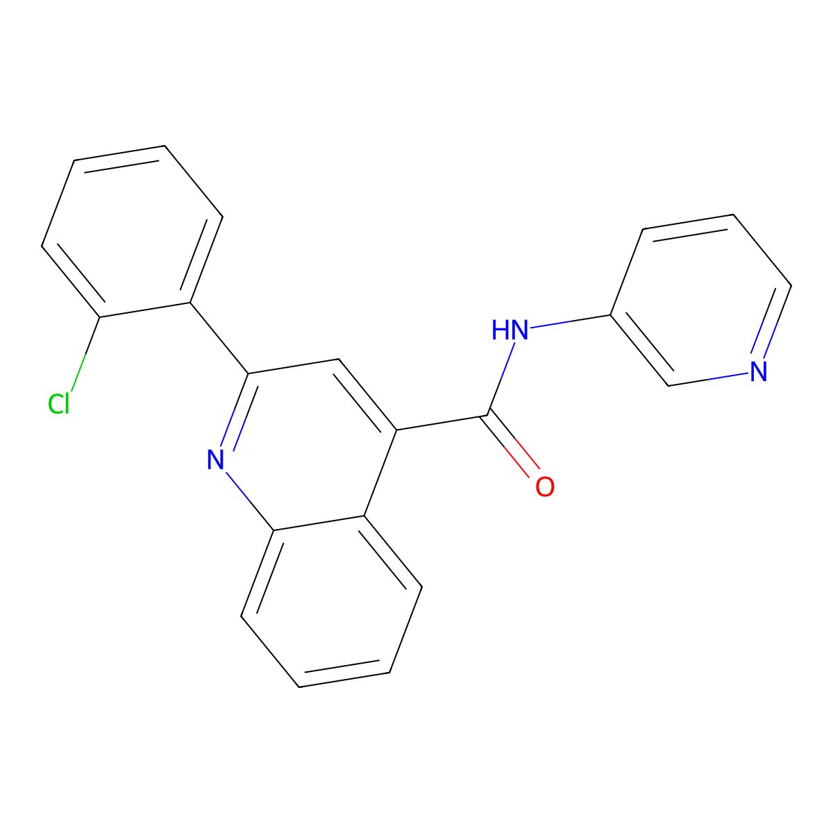 2-(2-chlorophenyl)-N-(pyridin-3-yl)quinoline-4-carboxamide molecular structure, CAS 355813-45-5