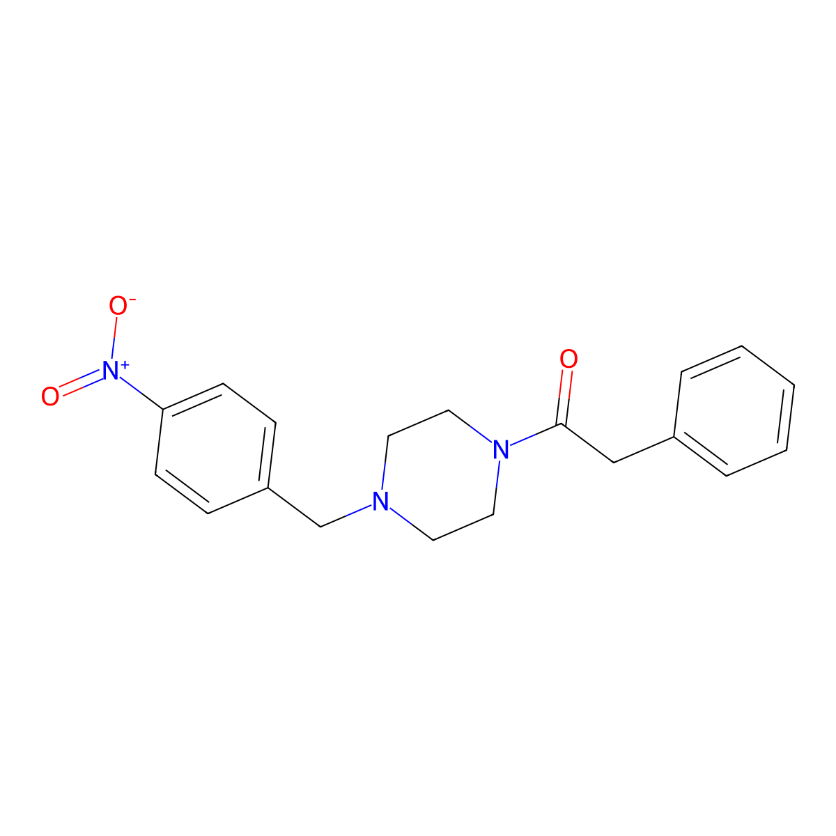 1-({4-Nitrophenyl}methyl)-4-(phenylacetyl)piperazine molecular structure, CAS 355813-48-8