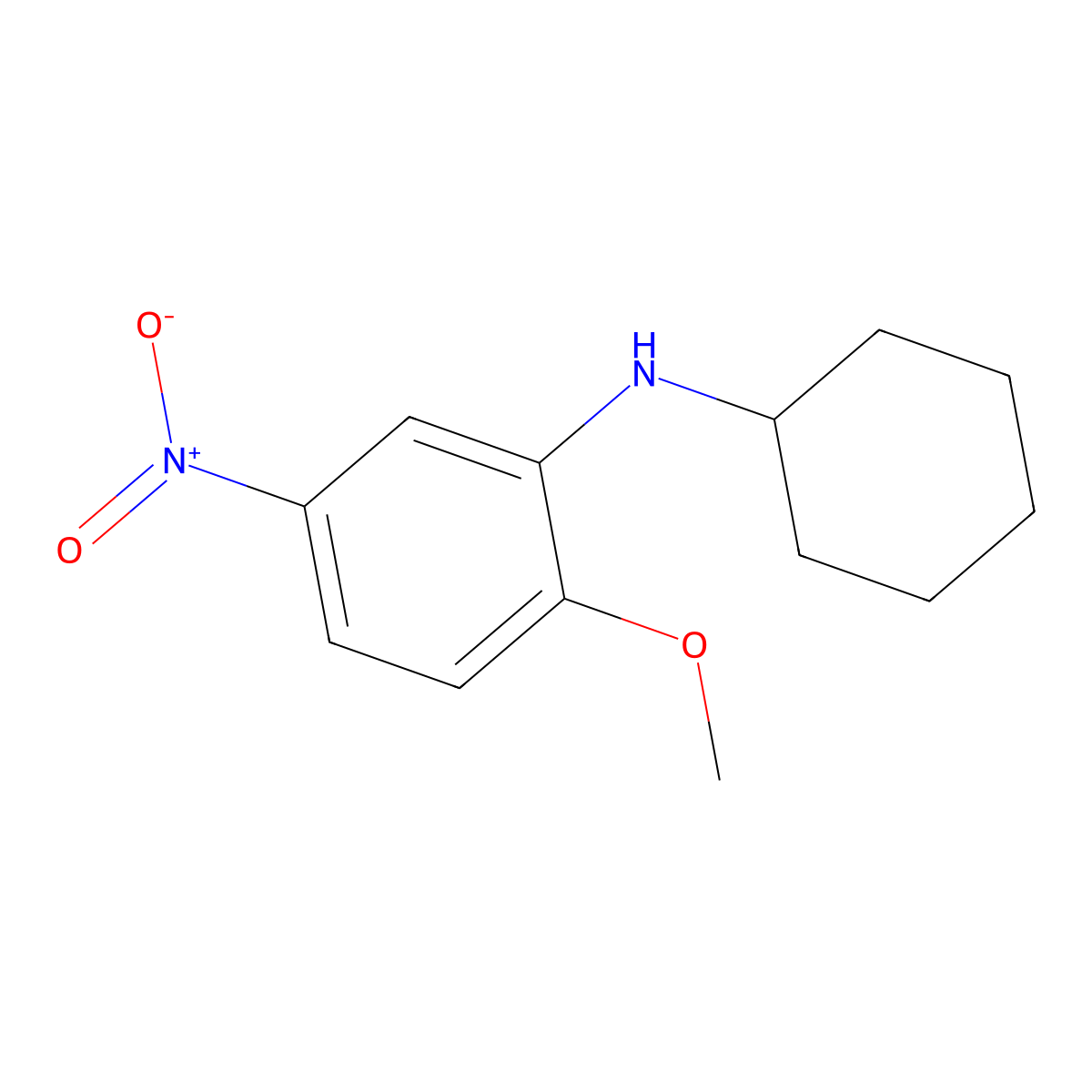 N-cyclohexyl-2-methoxy-5-nitroaniline molecular structure, CAS 355813-92-2