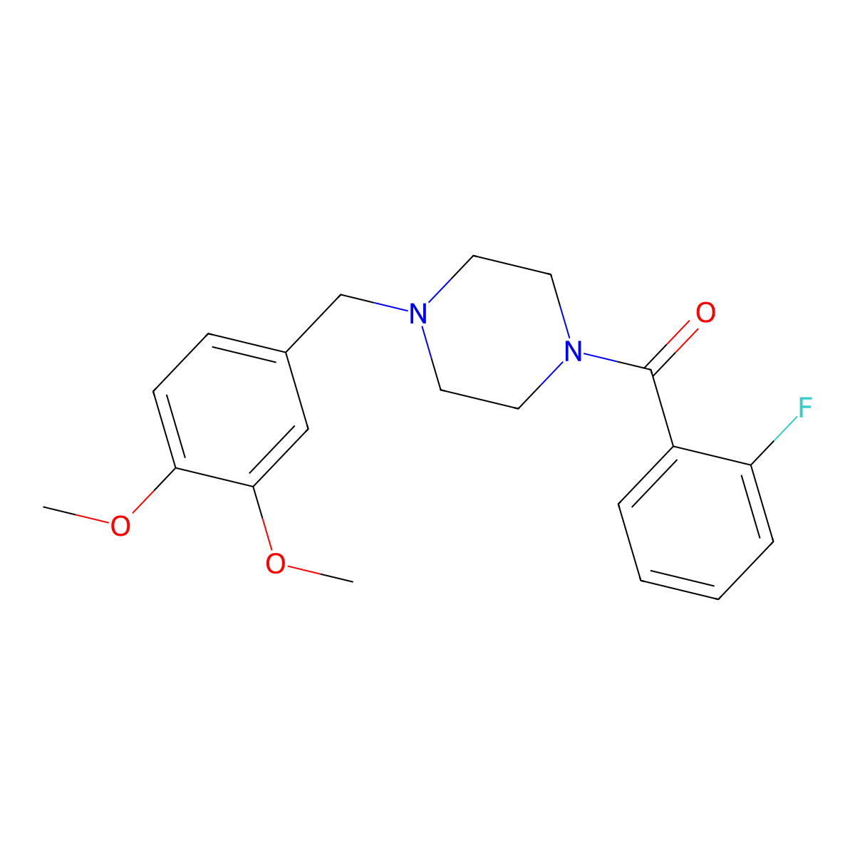 [4-[(3,4-Dimethoxyphenyl)methyl]piperazin-1-yl]-(2-fluorophenyl)methanone molecular structure, CAS 355813-93-3