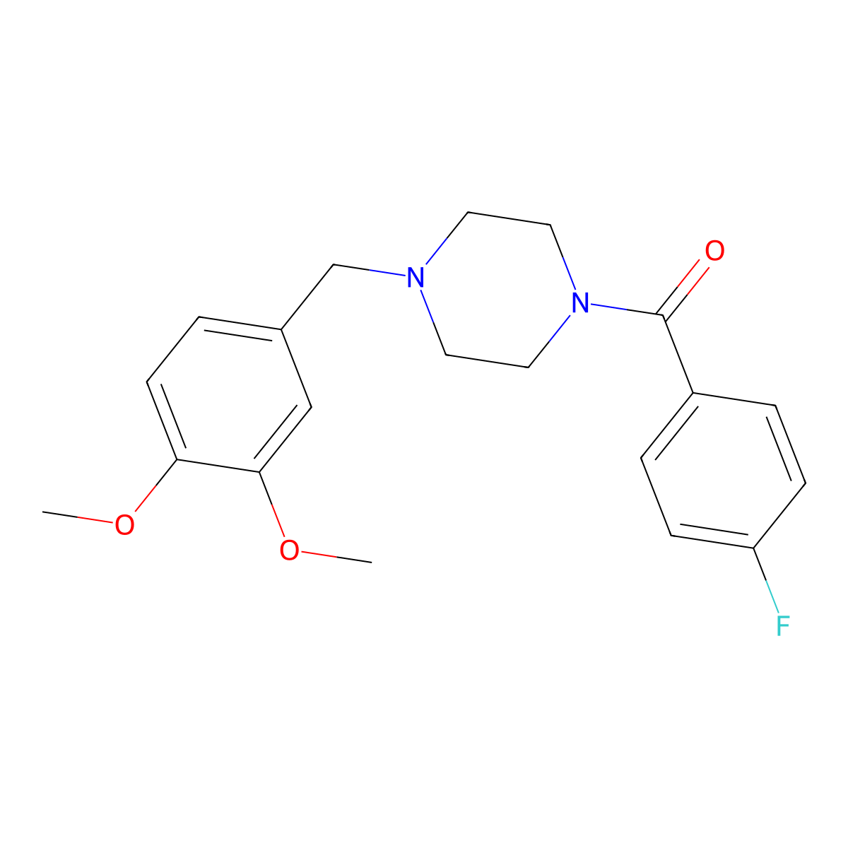 [4-[(3,4-Dimethoxyphenyl)methyl]piperazin-1-yl]-(4-fluorophenyl)methanone molecular structure, CAS 355814-05-0