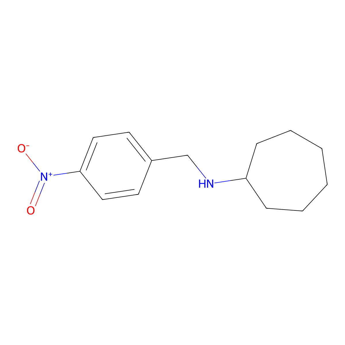 N-(4-nitrobenzyl)cycloheptanamine molecular structure, CAS 355814-18-5