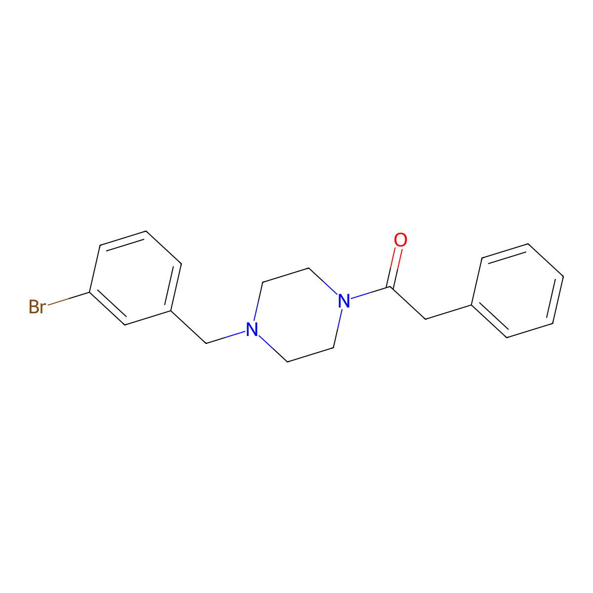 1-[4-[(3-Bromophenyl)methyl]piperazin-1-yl]-2-phenylethanone molecular structure, CAS 355814-30-1