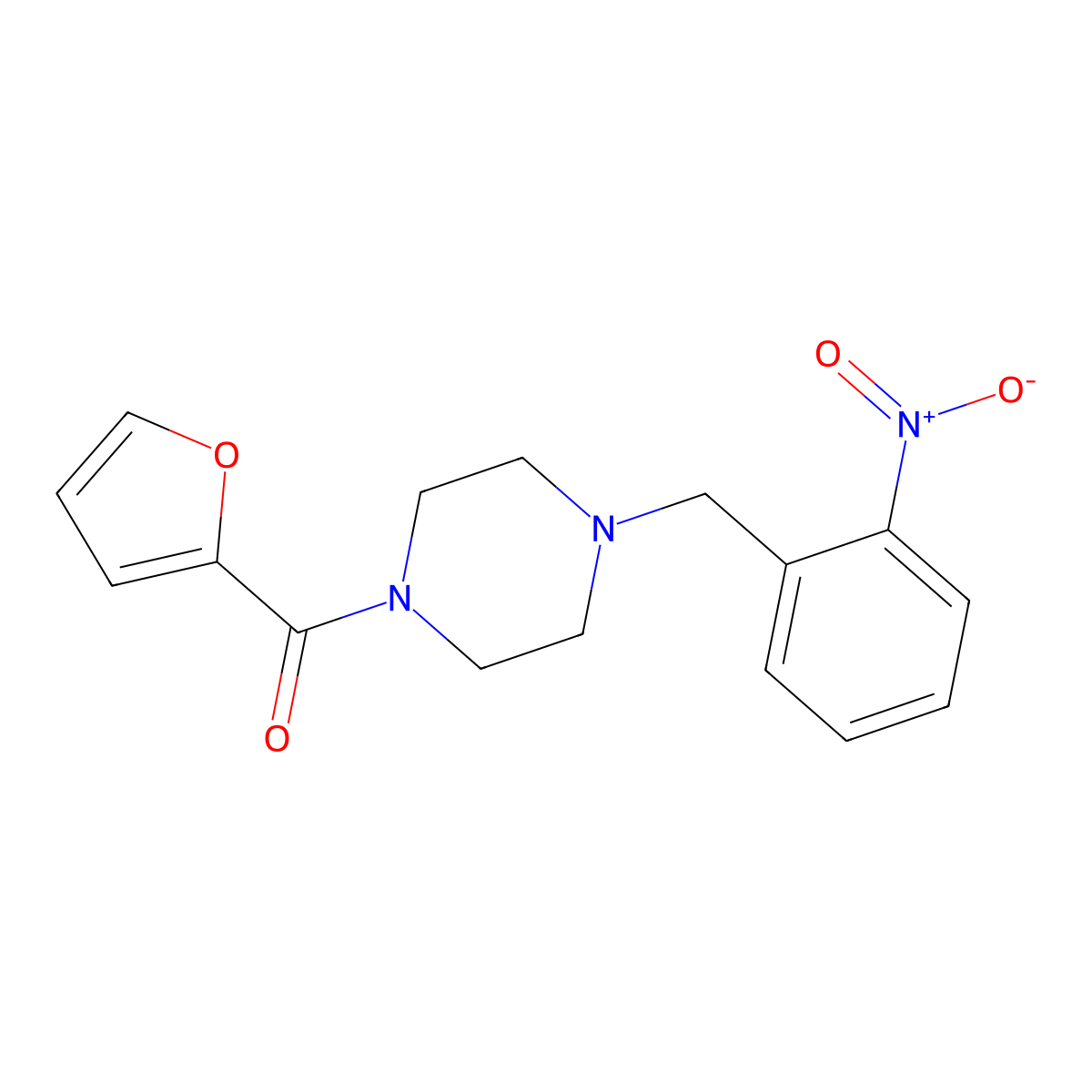 Furan-2-yl[4-(2-nitrobenzyl)piperazin-1-yl]methanone molecular structure, CAS 355814-41-4