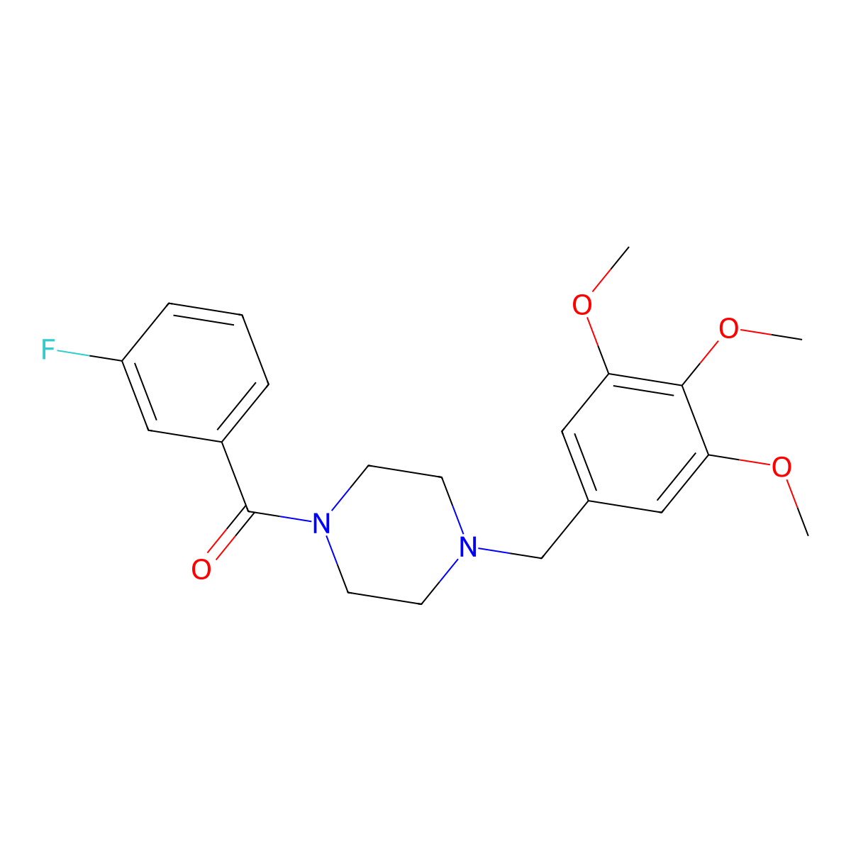 (3-Fluorophenyl)-[4-[(3,4,5-trimethoxyphenyl)methyl]piperazin-1-yl]methanone molecular structure, CAS 355814-76-5
