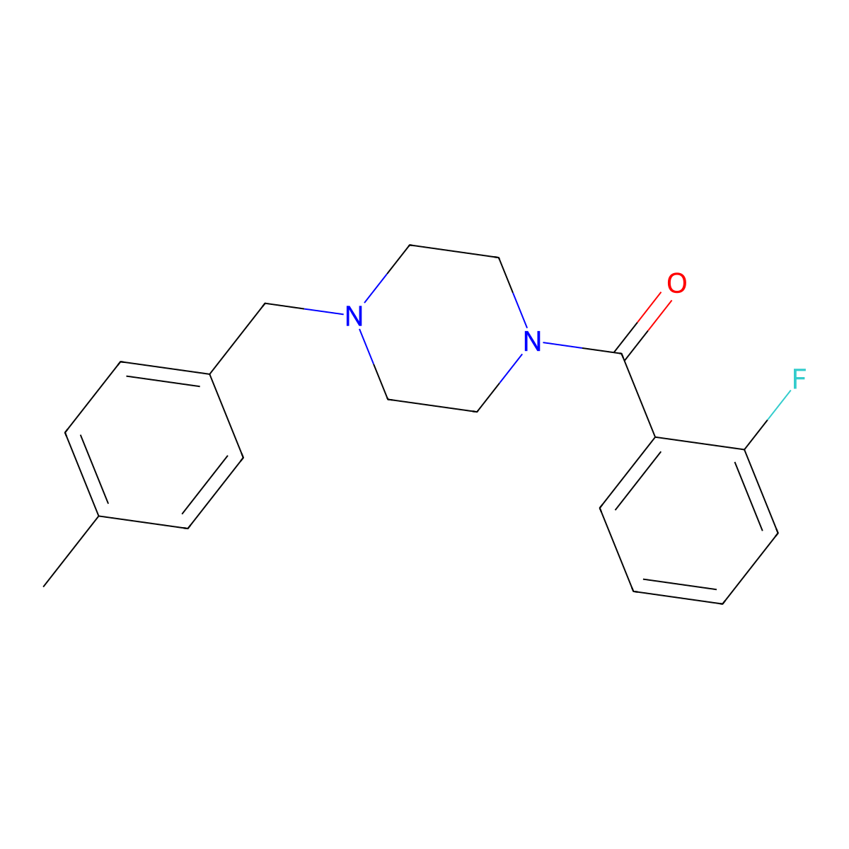 (2-Fluorophenyl)[4-(4-methylbenzyl)piperazin-1-yl]methanone molecular structure, CAS 355814-83-4