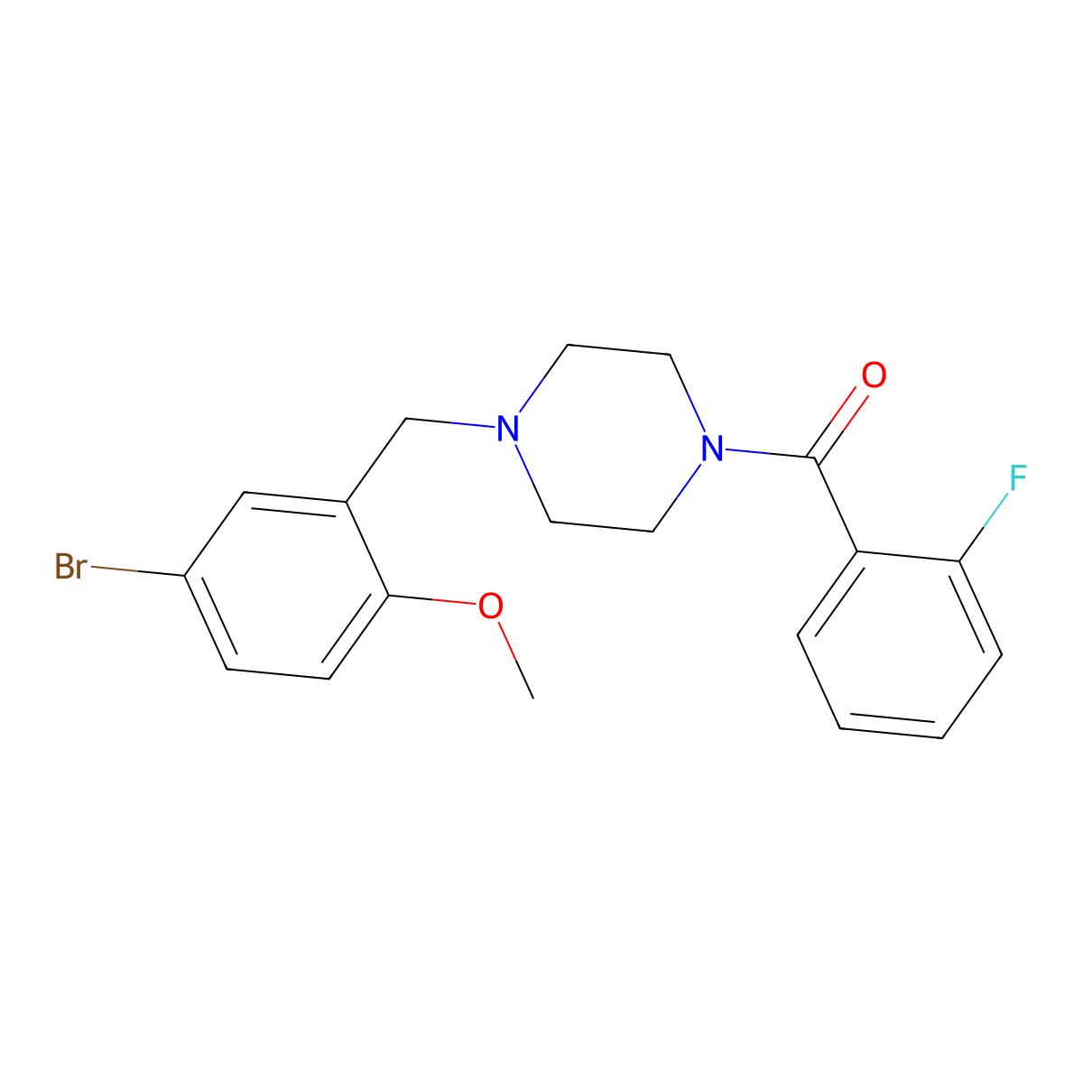 [4-[(5-Bromo-2-methoxyphenyl)methyl]piperazin-1-yl]-(2-fluorophenyl)methanone molecular structure, CAS 355814-87-8