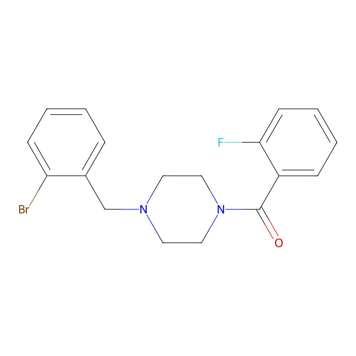 [4-[(2-Bromophenyl)methyl]piperazin-1-yl]-(2-fluorophenyl)methanone molecular structure, CAS 355814-97-0
