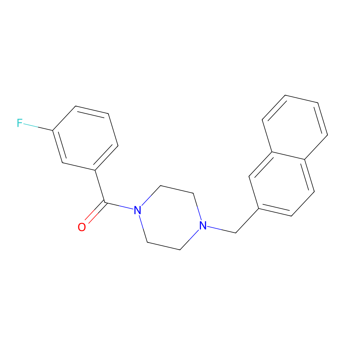 (3-Fluorophenyl)-[4-(naphthalen-2-ylmethyl)piperazin-1-yl]methanone molecular structure, CAS 355814-99-2