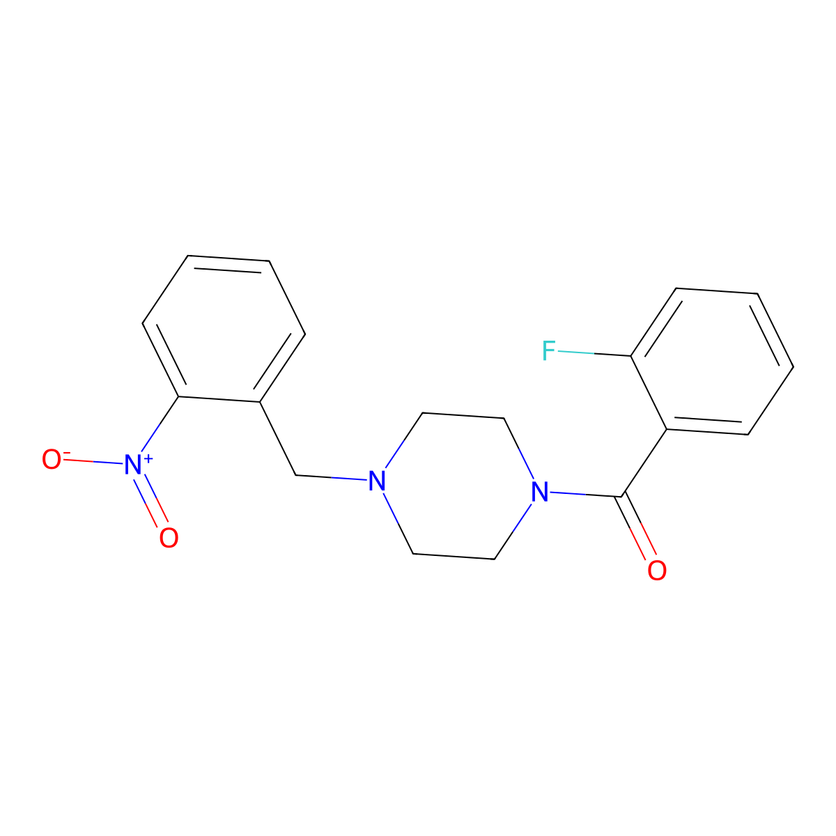 (2-Fluorophenyl)[4-(2-nitrobenzyl)piperazin-1-yl]methanone molecular structure, CAS 355815-02-0