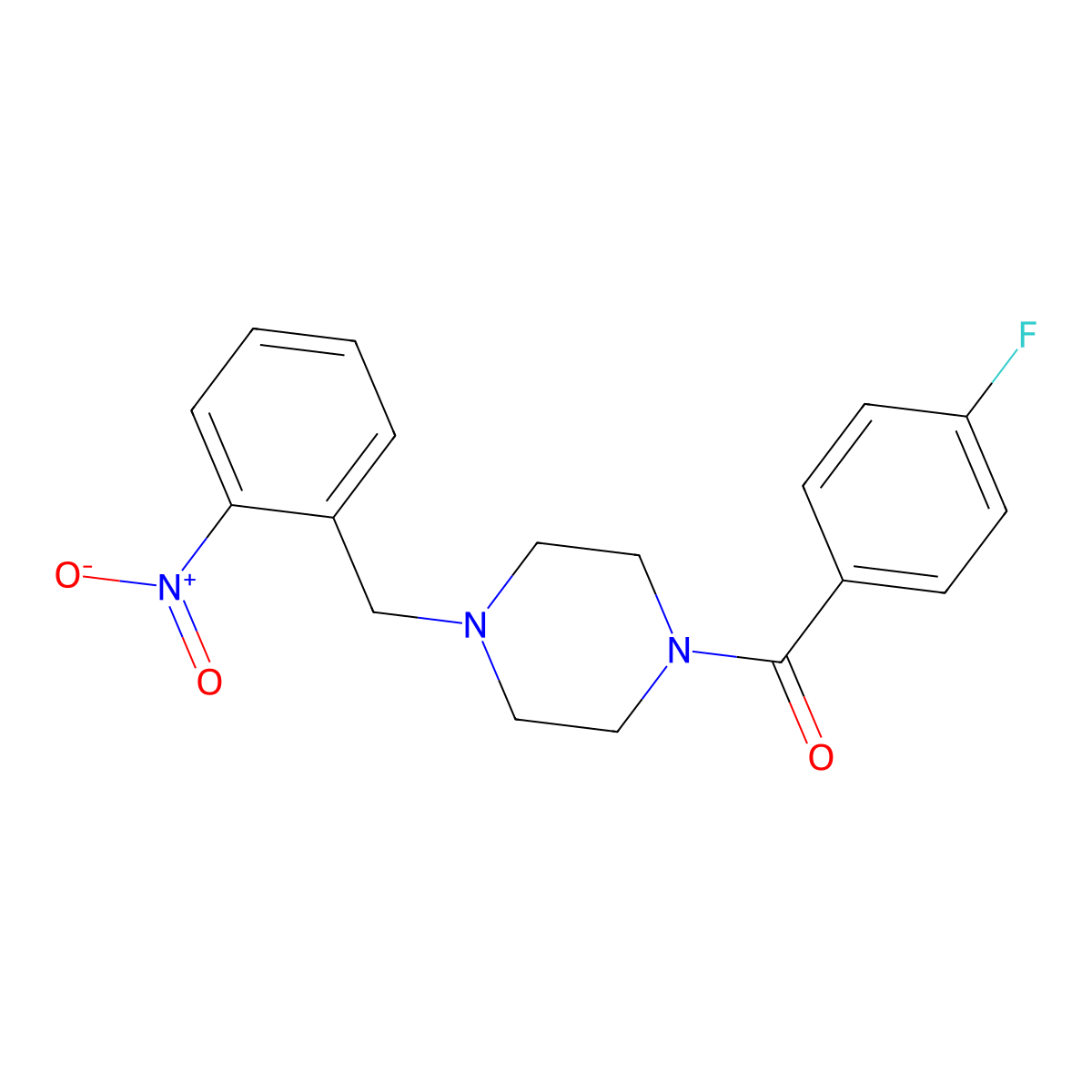 (4-Fluorophenyl)-[4-[(2-nitrophenyl)methyl]piperazin-1-yl]methanone molecular structure, CAS 355815-15-5