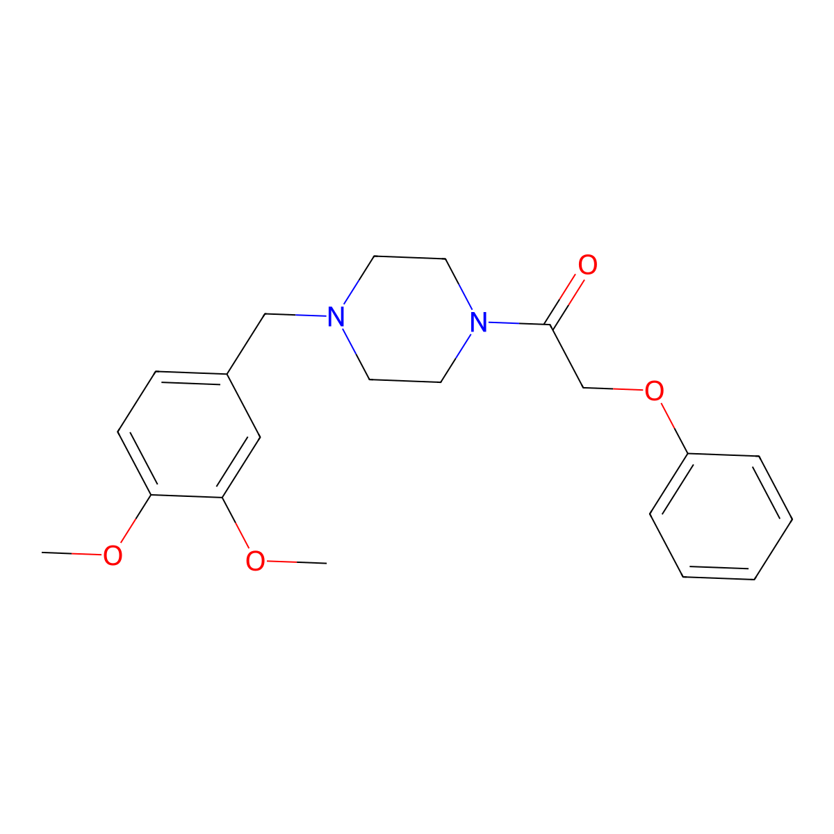 1-[4-[(3,4-Dimethoxyphenyl)methyl]piperazin-1-yl]-2-phenoxyethanone molecular structure, CAS 355815-42-8
