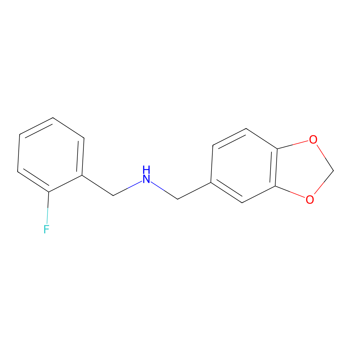 (1,3-Benzodioxol-5-ylmethyl)(2-fluorobenzyl)amine molecular structure, CAS 355815-61-1