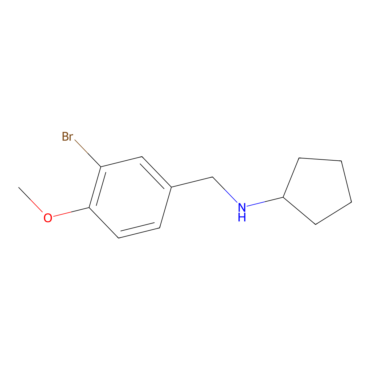 N-[(3-bromo-4-methoxyphenyl)methyl]cyclopentanamine molecular structure, CAS 355815-73-5