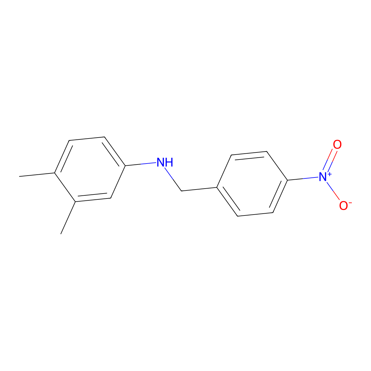 3,4-dimethyl-N-[(4-nitrophenyl)methyl]aniline molecular structure, CAS 355816-01-2