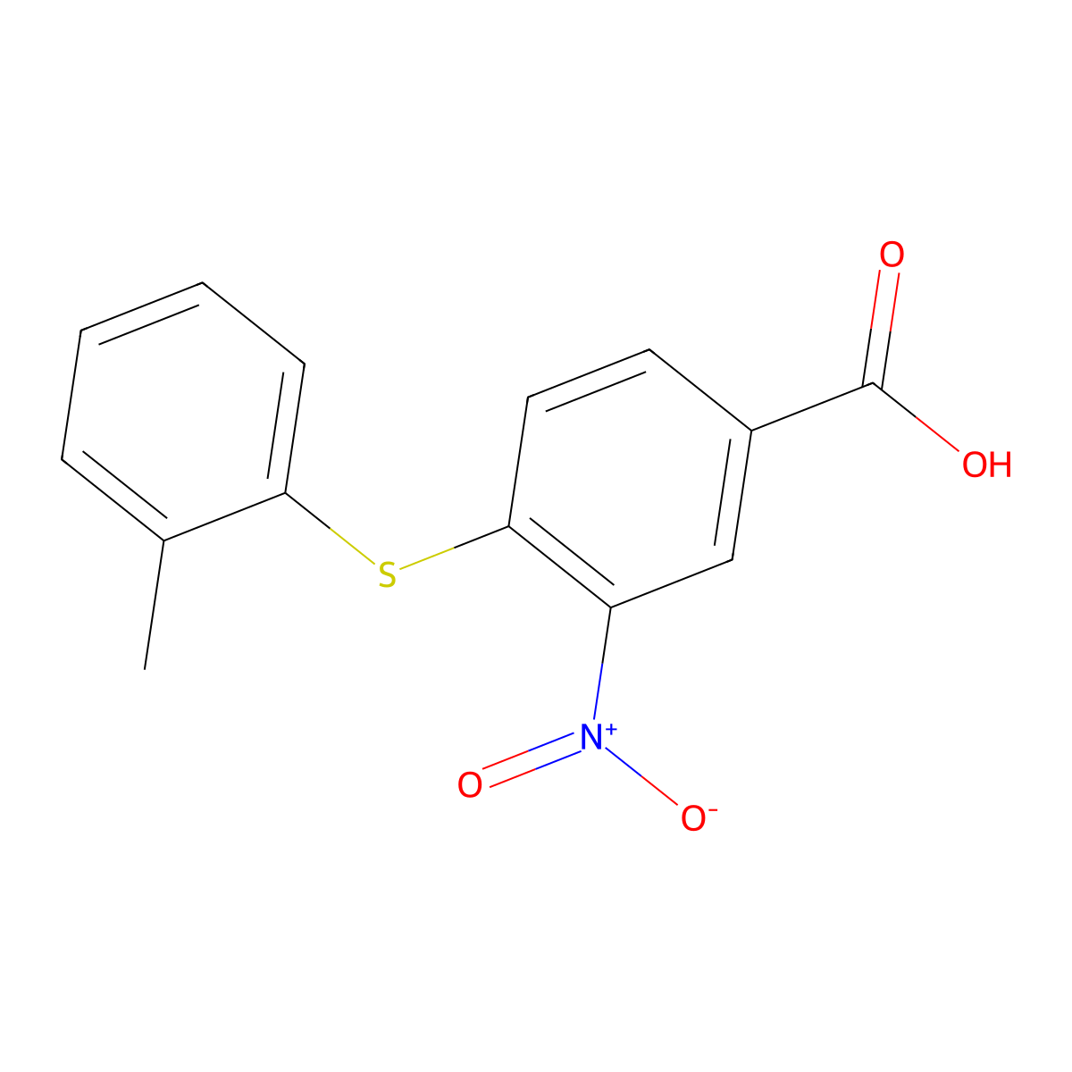 4-[(2-Methylphenyl)thio]-3-nitrobenzoic acid molecular structure, CAS 355816-33-0