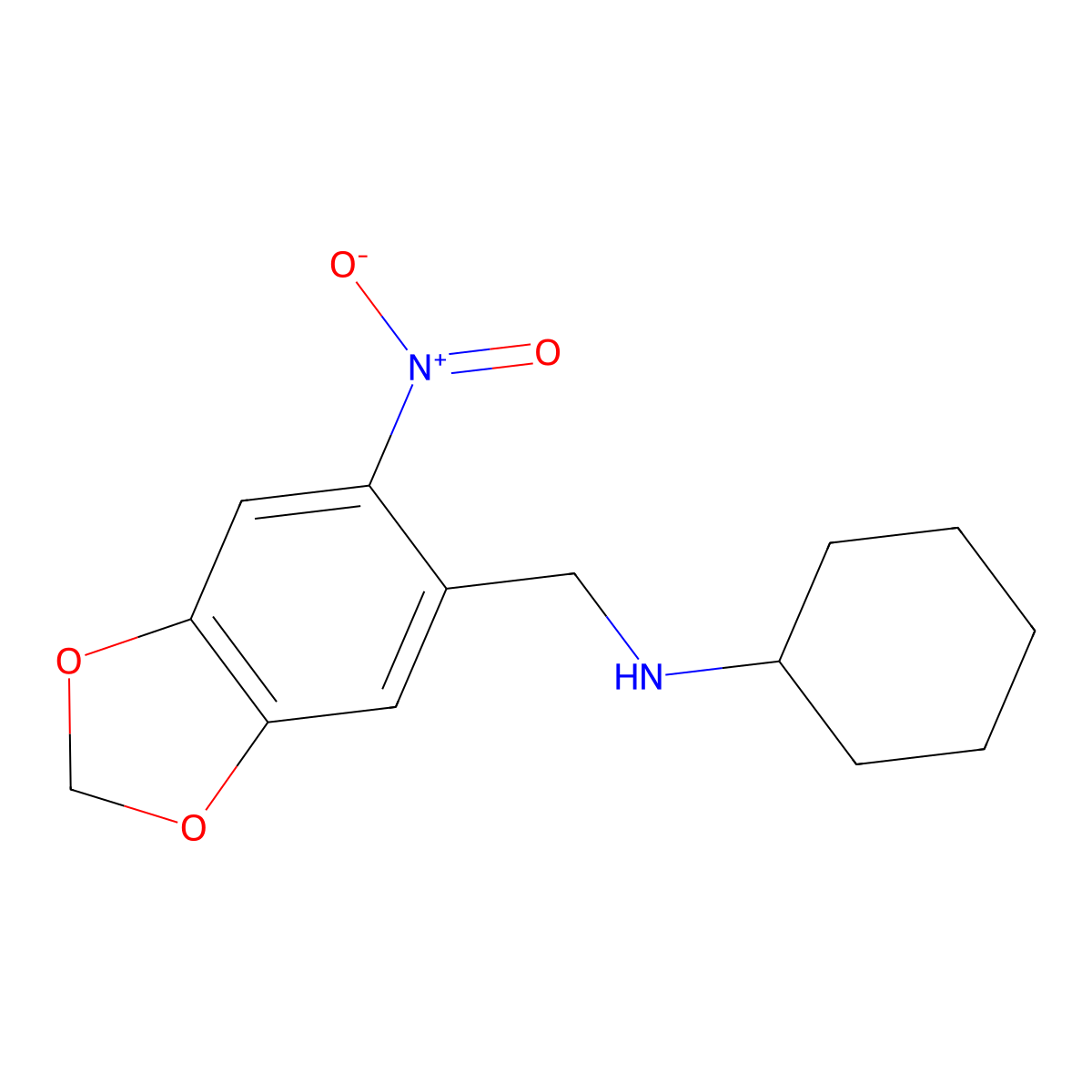 N-[(6-nitro-1,3-benzodioxol-5-yl)methyl]cyclohexanamine molecular structure, CAS 355816-38-5