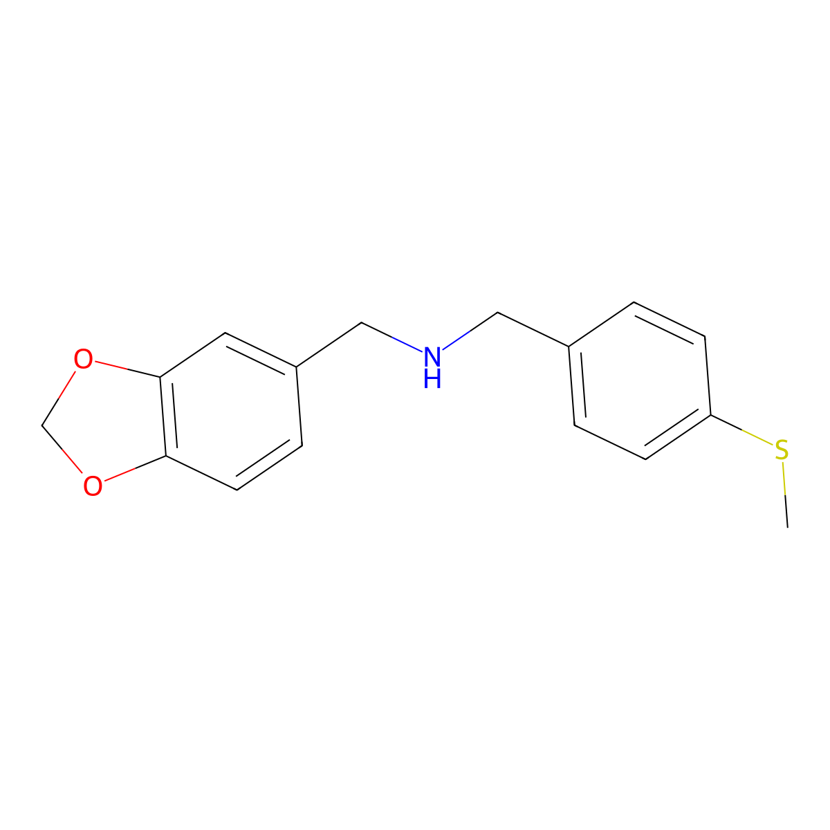 (1,3-Benzodioxol-5-ylmethyl)[4-(methylthio)benzyl]amine molecular structure, CAS 355816-47-6
