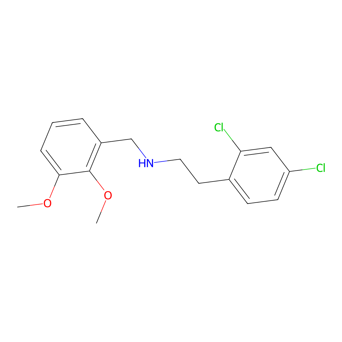 2-(2,4-dichlorophenyl)-N-[(2,3-dimethoxyphenyl)methyl]ethanamine molecular structure, CAS 355816-56-7