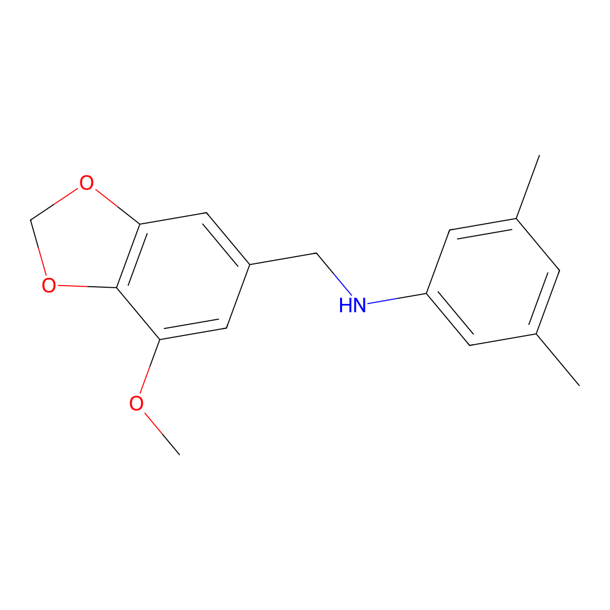N-[(7-methoxy-1,3-benzodioxol-5-yl)methyl]-3,5-dimethylaniline molecular structure, CAS 355816-58-9