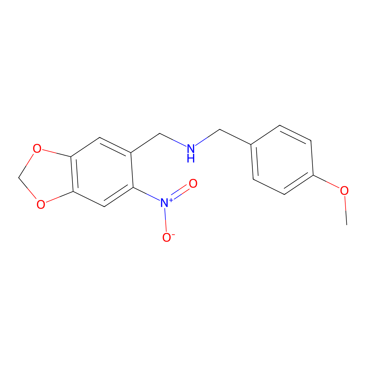 1-(4-methoxyphenyl)-N-[(6-nitro-1,3-benzodioxol-5-yl)methyl]methanamine molecular structure, CAS 355816-66-9