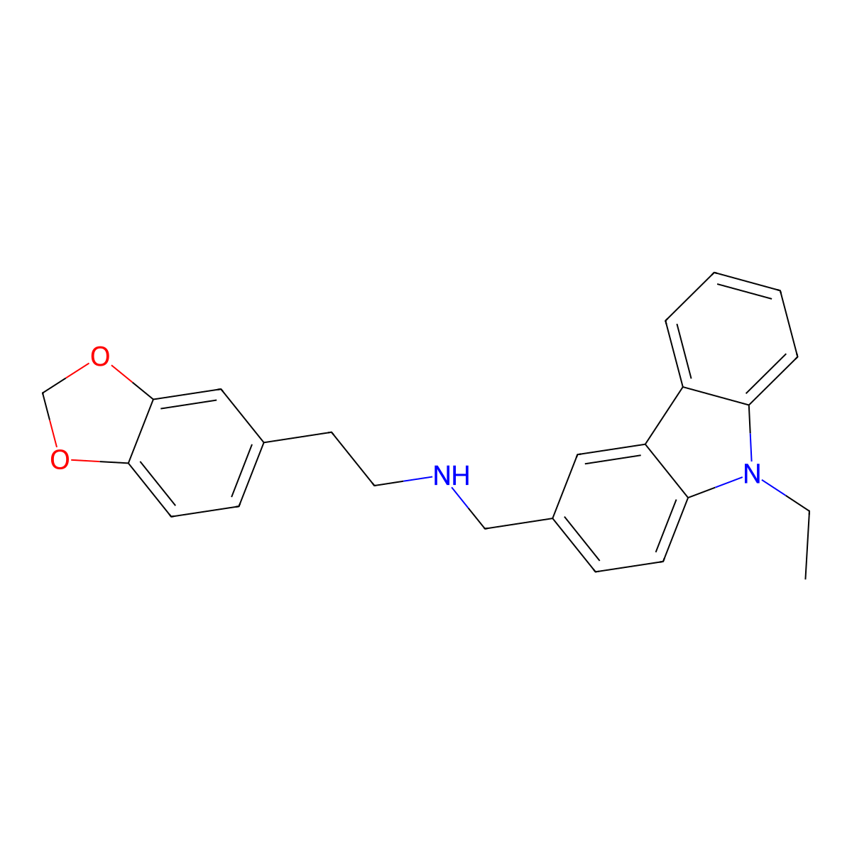 2-(1,3-benzodioxol-5-yl)-N-[(9-ethylcarbazol-3-yl)methyl]ethanamine molecular structure, CAS 355816-68-1