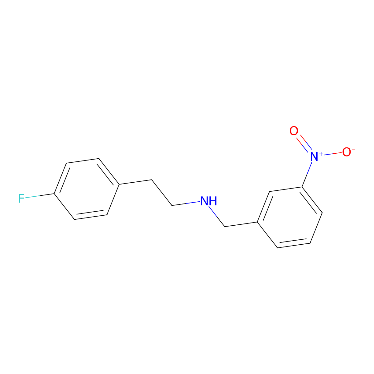 2-(4-fluorophenyl)-N-(3-nitrobenzyl)ethanamine molecular structure, CAS 355816-83-0