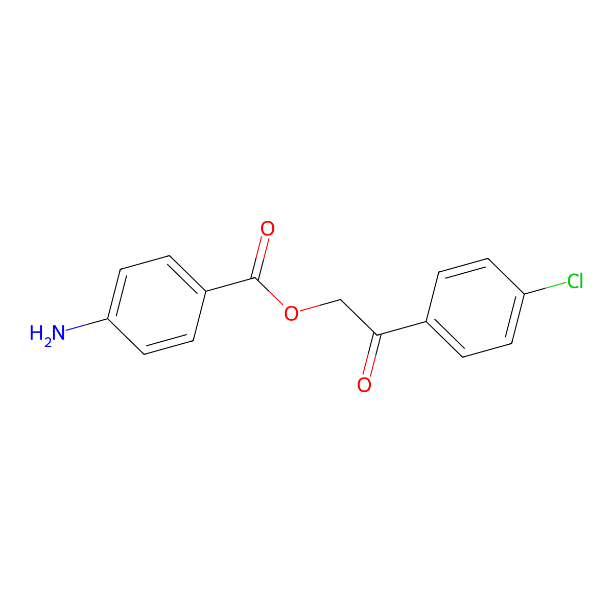 2-(4-Chlorophenyl)-2-oxoethyl 4-aminobenzoate molecular structure, CAS 355817-01-5