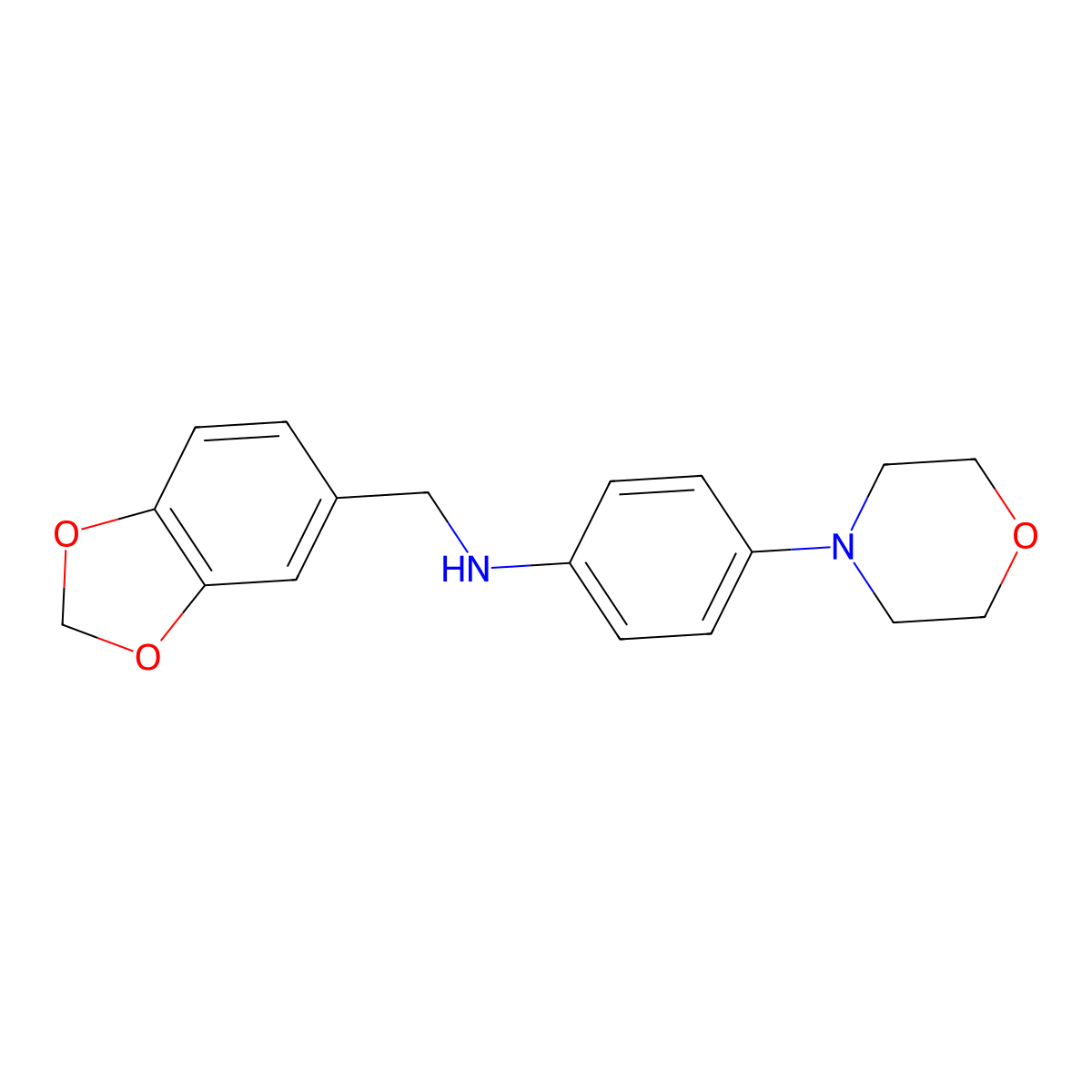N-(1,3-benzodioxol-5-ylmethyl)-4-morpholin-4-ylaniline molecular structure, CAS 355818-09-6
