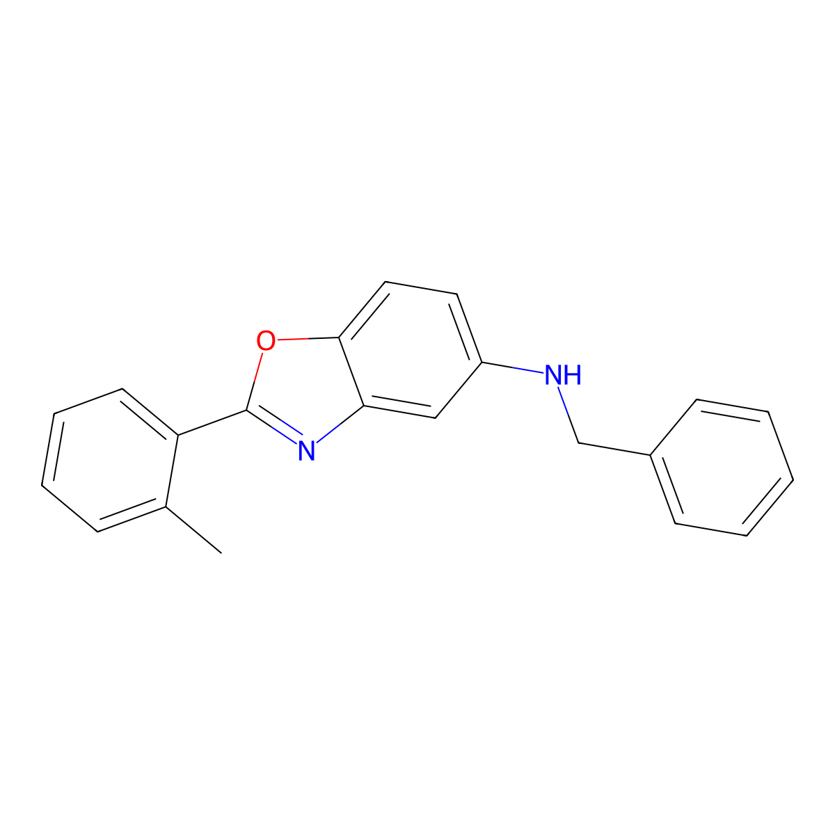 N-benzyl-2-(2-methylphenyl)-1,3-benzoxazol-5-amine molecular structure, CAS 355818-12-1