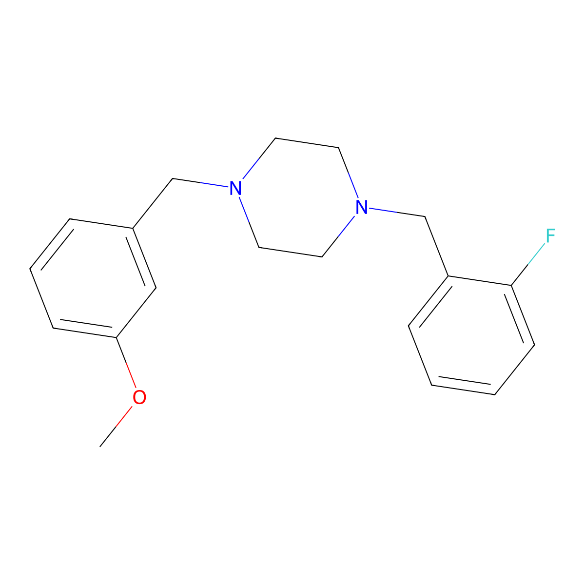 1-[(2-Fluorophenyl)methyl]-4-[(3-methoxyphenyl)methyl]piperazine molecular structure, CAS 355818-14-3
